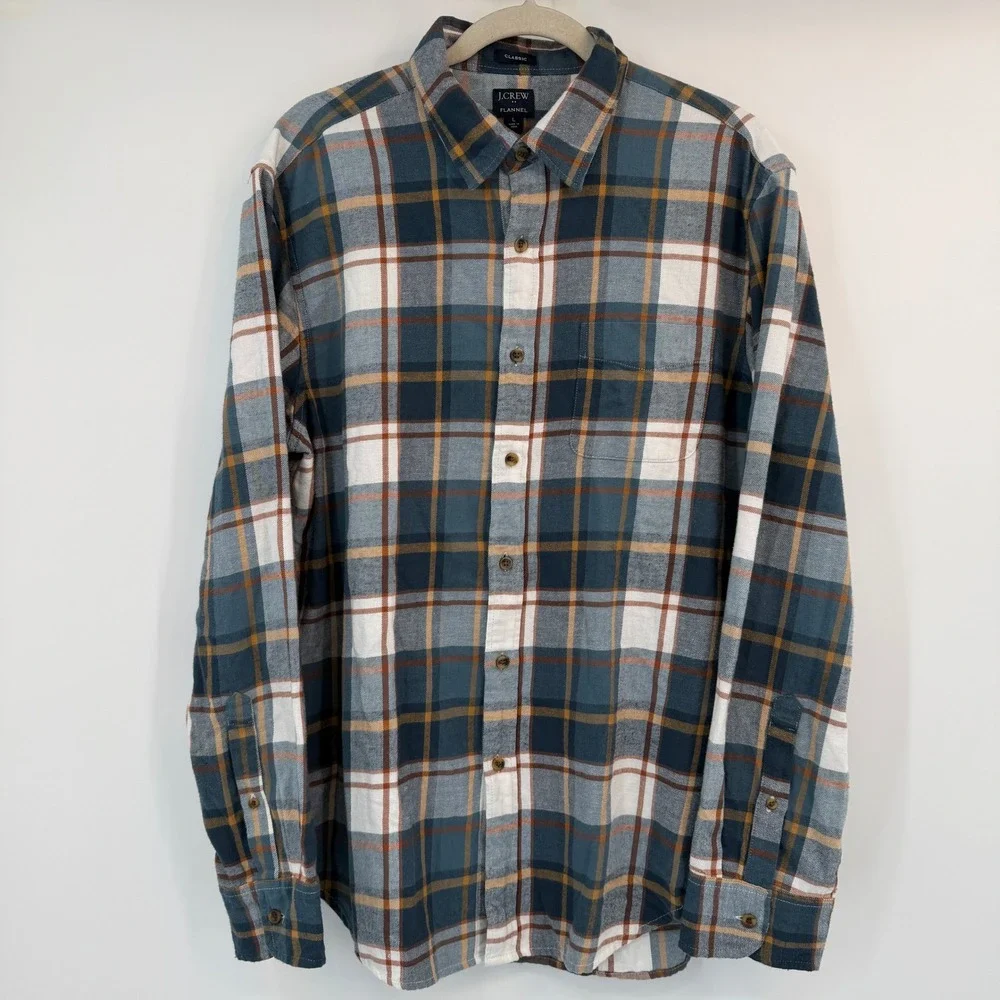 J Crew Mens Classic Fit Flannel Plaid Button Down Shirt Size Large‎ Lumberjack